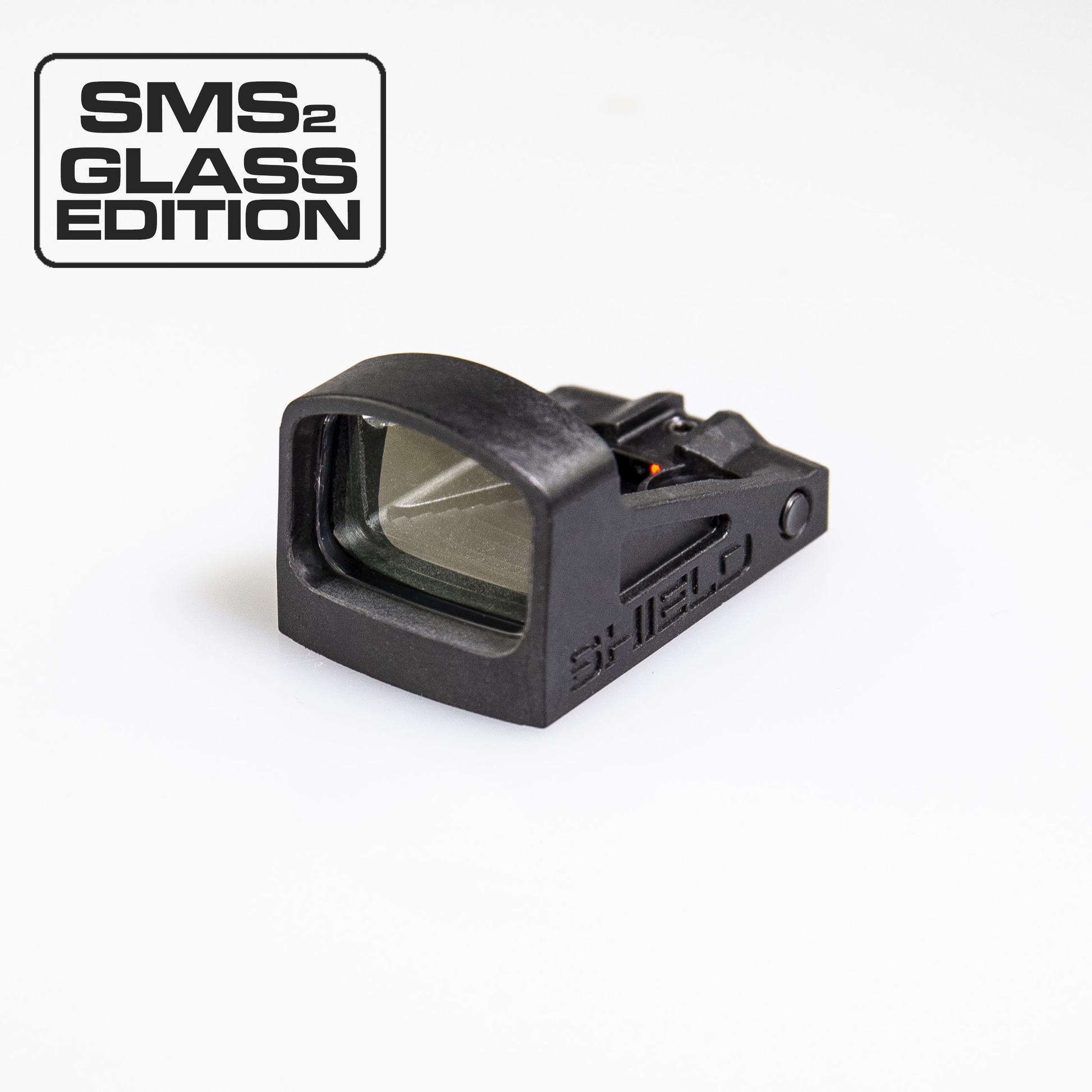 Black red dot sight with SMS 2 Glass edition text